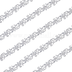 ポリエステル刺繡布アイロンオン/パッチ縫い  ミシンクラフト装飾  花  銀  36mm  4 m /ロール&nbsp;PATC-WH20001-25B