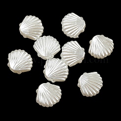 Abs模造パールビーズ  シェル形状  10x11.5x4mm  穴：1.8mm&nbsp;X-OACR-K001-37