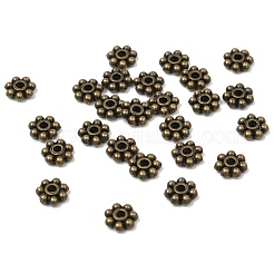 チベットスタイルの合金ビーズデイジースペーサービーズ  カドミウムフリー＆鉛フリー  花  アンティークブロンズ  6x2mm  穴：1.5mm  約400個/100g&nbsp;X-LF1249Y-01AB-RS