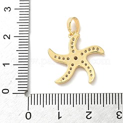真鍮製マイクロパヴェキュービックジルコニアペンダント  ヒトデのチャーム  ゴールドカラー  19x19x2mm  穴：5x3mm&nbsp;LS-KK-K305-11E-G