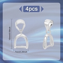 4Pcs Sterling Silver Ice Pick Pinch Bails for Pendant Making&nbsp;STER-PH0001-04