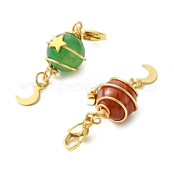 Planet Natural Striped Agate Wire Wrapped Pendant Decorations&nbsp;HJEW-JM04992