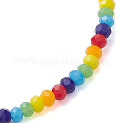女性用レインボーカラーファセットロンデルガラスビーズストレッチブレスレット  カラフル  内径：2-1/4インチ（5.6cm）&nbsp;BJEW-JB10547