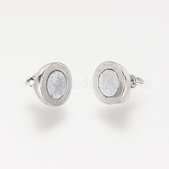 ループ付き真鍮製マグネットクラスプ  ニッケルフリー  ラウンド  プラチナ  16x10mm  穴：2mm&nbsp;X-KK-MC021-N-NF