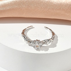 Brass Micro Pave Cubic Zirconia Cuff Open Rings&nbsp;RJEW-C163-20P