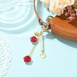 Resin & Alloy & Shell Pearl Pendant Decorations&nbsp;HJEW-YW00437