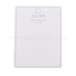 紙製ジュエリーネックレスディスプレイカード100枚  長方形  ホワイト  8x6x0.05cm  穴：0.5mm&nbsp;LS-CDIS-NH0001-01C
