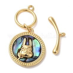 Brass Toggle Clasps with Paua Shell&nbsp;KK-N254-73G