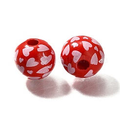 Valentine's Day Element Printed Wood Beads&nbsp;WOOD-R002-01-39