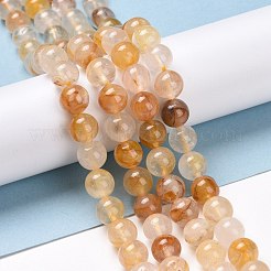 Natural Yellow Hematoid Quartz/Golden Healer Quartz Beads Strands&nbsp;G-E571-05A