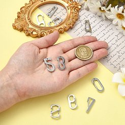 10個 10スタイル 304ステンレススチールキーチェーン留め具  ステンレス鋼色  数  混合図形  22.5~24.5x11.5~13.5x5mm  1個/スタイル&nbsp;FIND-CJ0002-80