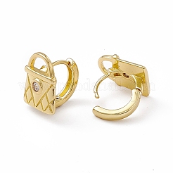 Clear Cubic Zirconia Padlock Hoop Earrings&nbsp;EJEW-M210-19G