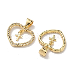 Brass Micro Pave Cubic Zirconia Pendants&nbsp;KK-Z143-09G-02