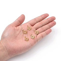 PVD真空メッキ201ステンレス鋼製日食ペンダント  長持ちメッキ  太陽  ゴールドカラー  17x16x1mm  穴：3mm&nbsp;STAS-S105-T547D-2