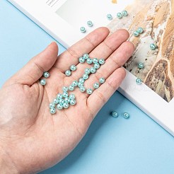 パール調アクリルビーズ  染め  ラウンド  アクアマリン  6x5.5mm  穴：1.5~2mm  約4500個/ポンド&nbsp;PL609-01