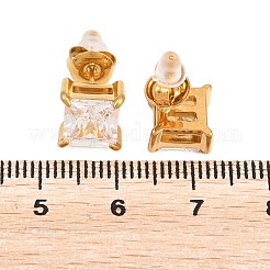 304 Stainless Steel Micro Pave Cubic Zirconia Stud Earrings&nbsp;EJEW-Z165-01G-01