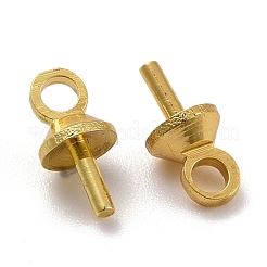 真鍮製カップペグベイルペンダント  片穴ビード用  ゴールドカラー  7x4mm  穴：1.5mm  ピン：1.8mm  100個/袋&nbsp;KK-Z018-01A-G