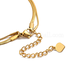 Ion Plating(IP) 304 Stainless Steel Round Snake & Herringbone Chains Double Layer Necklace for Men Women&nbsp;LS-NJEW-E046-03G