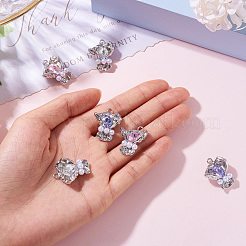 6 個 3 色ラックメッキ合金ラインストーンペンダント  ABSパールビーズと  花  ミックスカラー  25x19.5x9.5mm  穴：2mm  2個/カラー&nbsp;FIND-TA0005-40