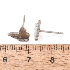 304ステンレススチールスタッドピアス金具  カン付き  ステンレス鋼色  蝶  9x9.5mm  穴：1.2mm  ピン：10x0.8mm&nbsp;SA-CBA4E98-01B-P
