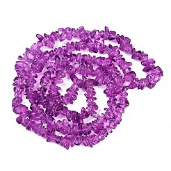 透明ガラスビーズ連売り  天然石風  ナゲット  パープル  4~11x8~10x2~8mm  穴：0.7mm  31.10''（79センチメートル）&nbsp;GLAA-Z009-01J