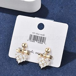 Brass Clear Cubic Zirconia Stud Earrings&nbsp;EJEW-D301-06G-04