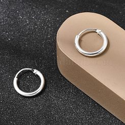 真鍮製フープピアス  カドミウムフリー＆鉛フリー  リング  925銀メッキ  12x1.5mm&nbsp;EJEW-G474-01S-01