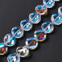 カット加工ガラスビーズ連売り  透明  フラットラウンド  14x6.5mm  穴：1.2mm  約48~50個/連  19.29~19.68インチ（49~50cm）&nbsp;EGLA-E030-01G