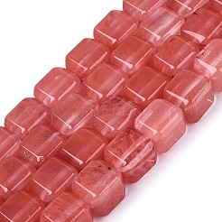 チェリークォーツガラスビーズ連売り  直方体の  10~12x9~10x9~10mm  穴：0.6~0.9mm  約32~36個/連  14.37~16.34（36.5~41.5センチメートル）&nbsp;G-Q608-10N