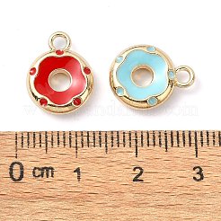 ラックメッキ合金エナメルチャーム  ニッケルフリー  ドーナツチャーム  ゴールドカラー  ミックスカラー  14.5x13x3mm  穴：2mm&nbsp;PALLOY-F308-02G