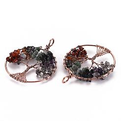Natural Green Aventurine & Red Aventurine & Quartz Crystal Chips Big Pendants&nbsp;G-S359-186