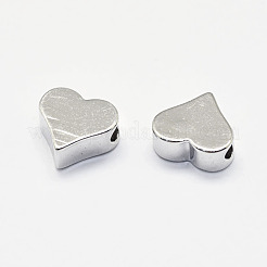 長持ちメッキ真鍮製ビーズ  ニッケルフリー  ハート  プラチナメッキ  5.5x6x3mm  穴：1.5mm&nbsp;X-KK-K193-080P-NF