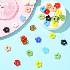 30個の手作りランプワークビーズ  花  ミックスカラー  15~16x16x3.5~4.5mm  穴：4.5~5mm&nbsp;LAMP-SC0001-57