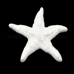 手作りの陶器ビーズ  ヒトデ  光沢釉の磁器  ホワイト  39.5~40x41.5~2x10~10.5mm  穴：2mm&nbsp;PORC-Z007-08B