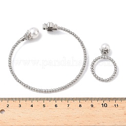 Heart Clover Brass Micro Pave Cubic Zirconia Cuff Bangles & Rings Sets for Women&nbsp;SJEW-R002-02P-02