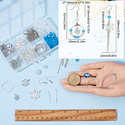 スノーフレーク合金＆ガラスダングルイヤリング製作キット  ディープスカイブルー  17x12x3.5mm  穴：1.5mm&nbsp;DIY-SC0026-97