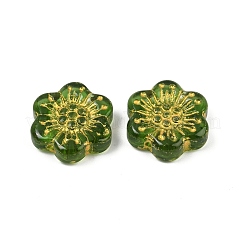 Baking Paint and Golden Metal Enlaced Glass Beads&nbsp;DGLA-T004-09G