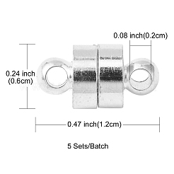 真鍮製マグネットクラスプ  コラム  銀  12x6mm  穴：2mm&nbsp;KK-YW0001-57S