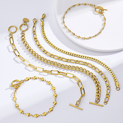 6Pcs 6 Styles Stainless Steel Chain Bracelets Kits&nbsp;BJEW-PH0004-47