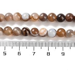 天然石縞瑪瑙/バンデットアゲートビーズ連売り  染め  ラウンド  キャメル  6mm  穴：0.8mm  約32個/連  7.60''（19.3センチメートル）&nbsp;G-Z060-A01-A14