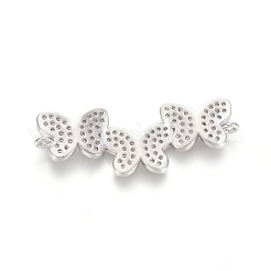 Brass Micro Pave Clear Cubic Zirconia Links Connectors&nbsp;ZIRC-L085-56P