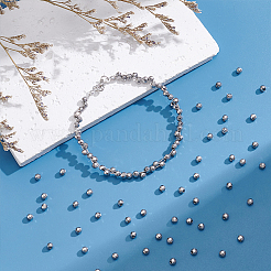 304ステンレススチールビーズ100個  ラウンド  ダイヤモンドカット  ステンレス鋼色  4x3mm  穴：1.5mm&nbsp;STAS-UN0064-70