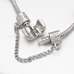 クラウン合金ラインストーンエナメルヨーロッパのビーズのブレスレット  樹脂ヨーロッパのビーズ付き  真鍮チェーンと合金クラスプ  空色  180mm&nbsp;BJEW-I182-02D