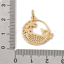 Brass Micro Pave Clear Cubic Zirconia Pendants&nbsp;CU-CBA6344-05G
