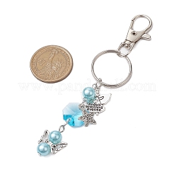 ガラスキーホルダー付きアクリル7個  合金チャームと回転式留め金付き  天使  ミックスカラー  11.7cm&nbsp;KEYC-JKC00915