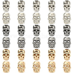 30個 3色合金ヨーロピアンビーズ  スカル  大穴ビーズ  ミックスカラー  13x10.5x9.7mm  穴：6.5x6mm  10個/カラー&nbsp;FIND-YW0011-67