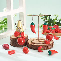 24Pcs 8 Styles Artificial Vegetable Theme Resin Iron Pendants&nbsp;RESI-TA0005-76