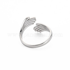 Non-Tarnish 304 Stainless Steel Double Hand Hug Open Cuff Ring for Women&nbsp;RJEW-S405-199P
