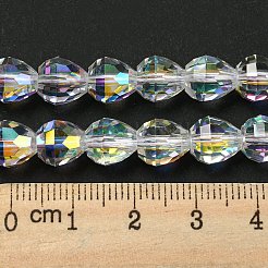 ガラス模造オーストリアクリスタルビーズ  多面カット  双円錐形  クリアAB  8x8mm  穴：1.2mm  約48個/連  15.75''（40センチメートル）&nbsp;GLAA-F108-07B-1