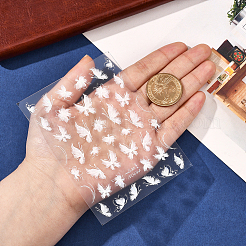 蝶柄ペットネイルアートステッカー  自己接着  ネイルチップのデカールデコレーション用  ホワイト  10.3x8x0.03cm  模様：12~20x6~14ミリ&nbsp;MRMJ-WH20017-011A